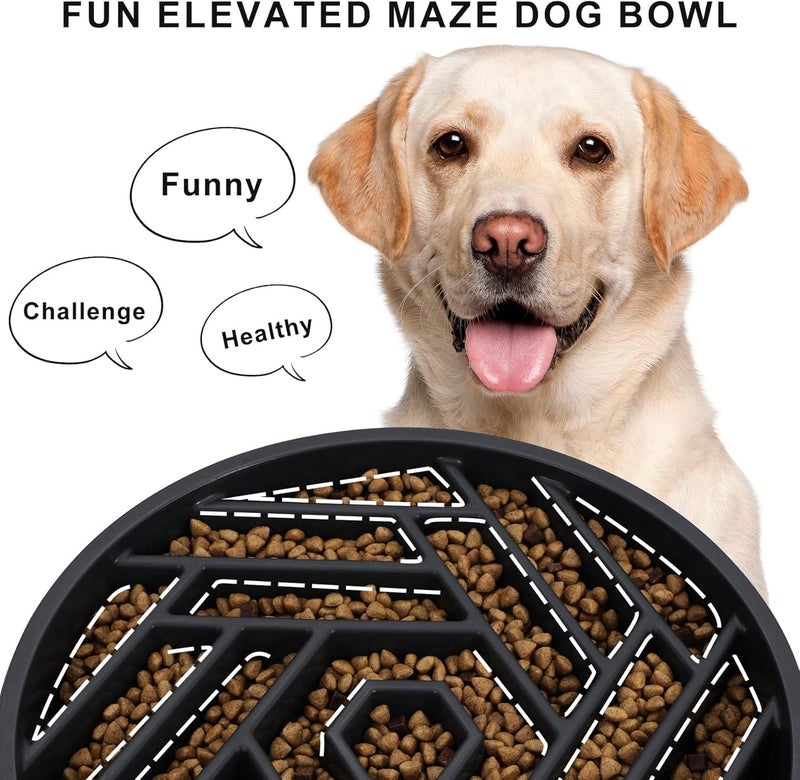 tobyto Slow Feeder Dog Bowls Large Medium Breed,Anti-Choking Slow Eating Dog Food Bowl,Non Slip Pet Slower Food Feeding Bowls Large Puzzle Slow Feeder Bloat Stop Maze Dog Dishes,Black - Image 3